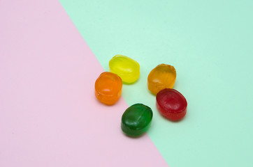 caramel lies on the table, candy of different colors