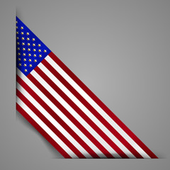 Corner Ribbon USA flag. Golden stars. Isolated Vector illustration.