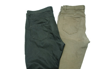 pants on a white background, jeans for men and women.