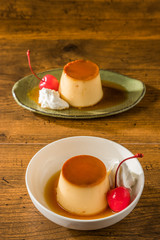 手作りカスタードプリン　homemade custard pudding