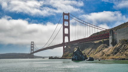 Golden Gate with water and rocks