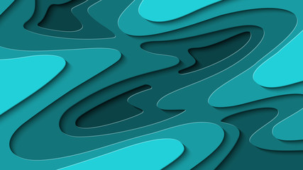 Abstract blue Background with Paper Cut Style