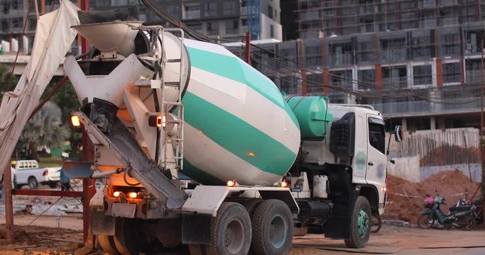 concrete mixer truck on construction site work