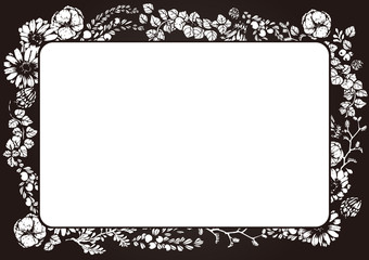 花と植物柄の枠　背景