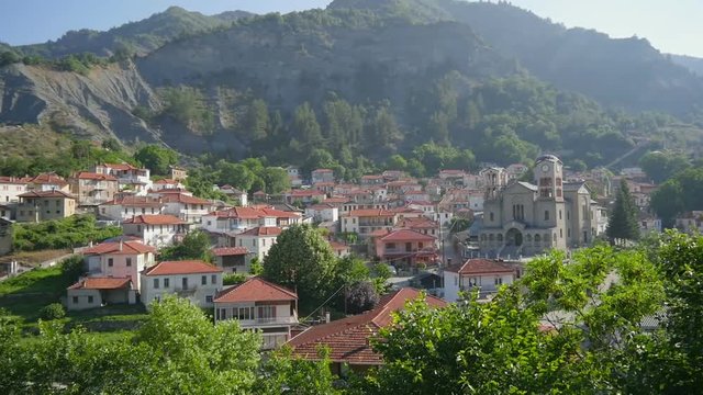 Panorama of a village in the mountains of Zagori. greek province. Greece