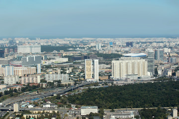 Fototapeta na wymiar Moscow panorama from the top of a tower in Moscow city business center