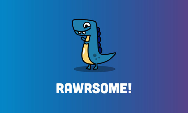 Rawrsome Pun Poster With Dinosaur