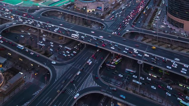 A bird view of Beijing City, China. Timelapse