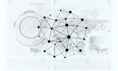 Lines and dots as networking idea drawn on white background