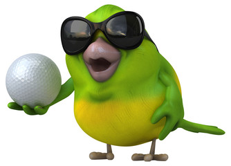 Fun green bird - 3D Illustration