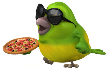 Fun green bird - 3D Illustration