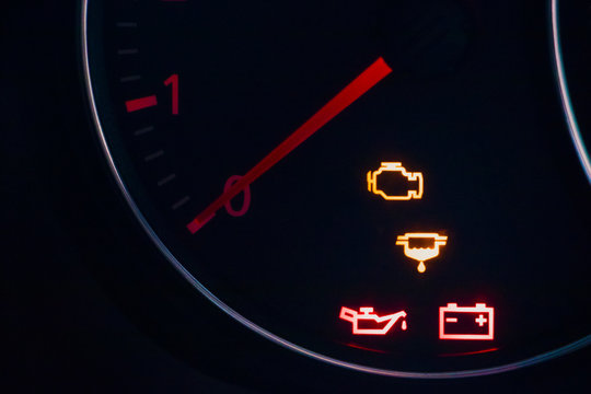 fuel symbol on modern car dashboard.dashboard lights signal display before start driving
