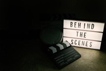 The cinema light box in dark tone film content.