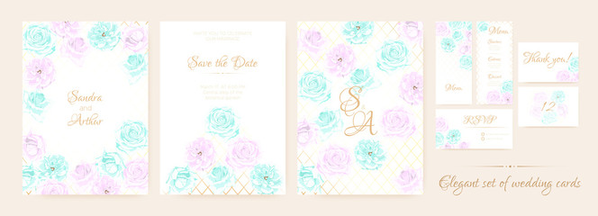 Vintage Wedding Invite Watercolor Set.
