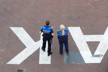 Law enforcement officers on scooters in Leeuwarden,  the Netherlands 2018