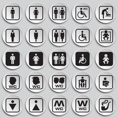 Restroom icons set on plates background for graphic and web design, Modern simple vector sign. Internet concept. Trendy symbol for website design web button or mobile app