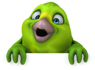 Fun green bird - 3D Illustration
