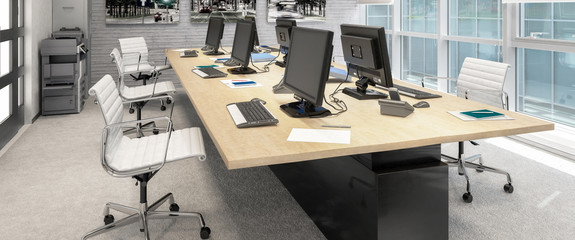 Common Computer Workplace Design (panoramic) - 3d visualization