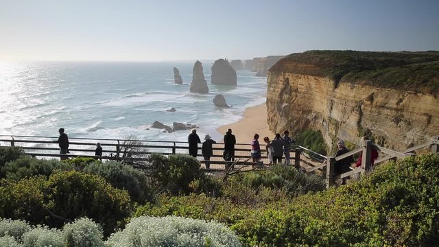People at viewing platform of Twelve Apostles, Port Campbell National Park, Great Ocean Road, Victoria, Australia 