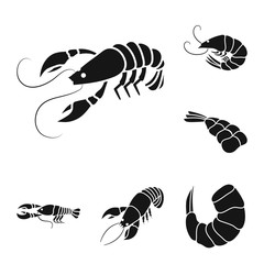 Obraz premium Vector design of meat and delicacy sign. Collection of meat and crab stock symbol for web.