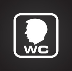 Restroom male icon on black background for graphic and web design, Modern simple vector sign. Internet concept. Trendy symbol for website design web button or mobile app