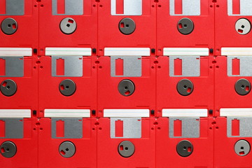 Floppy disks placed next to each other, seen from above