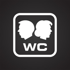 Restroom icon on black background for graphic and web design, Modern simple vector sign. Internet concept. Trendy symbol for website design web button or mobile app