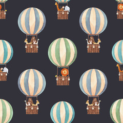Watercolor air baloon pattern