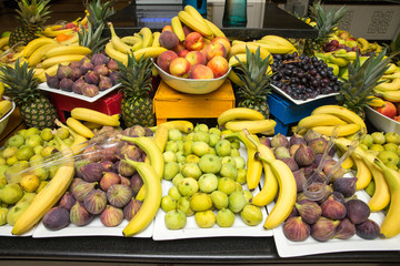 Assortment of juicy fruits background