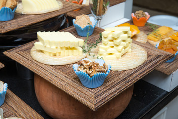 Cheese on wooden table