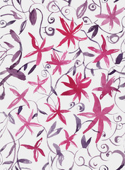  Floral pattern on a white background. Flowers, watercolor background, hand-painted.