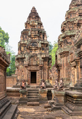 pancharam towers in Banteay Srei temple, Siem Reap, Cambodia, Asia