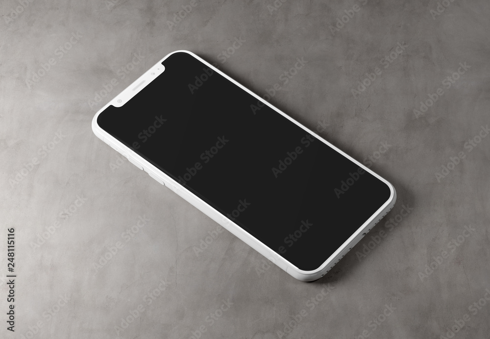 Poster white modern smartphone mockup isolated on concrete 3d rendering