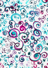 Fototapeta premium Hand drawn ornament seamless pattern. Wallpaper, fabric design.