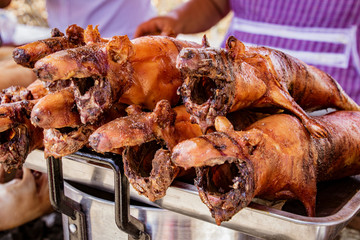 Cuy (guinea pig) roasted and ready to eat