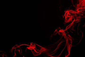 Red smoke abstract on black background. fire design