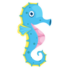 Illustration of cute seahorse on the high sea