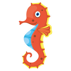 Illustration of red seahorse isolated on white background