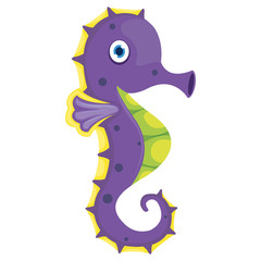 Cute seahorse cartoon in white background