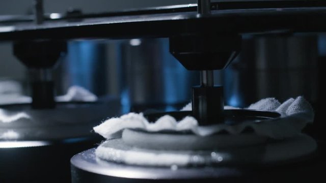 Close up shot of a testing process for fabric's quality control.