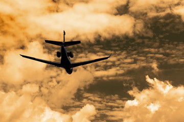 a plane in a stormy sky, bad weather....