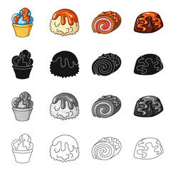 Vector illustration of confectionery and culinary icon. Collection of confectionery and product vector icon for stock.