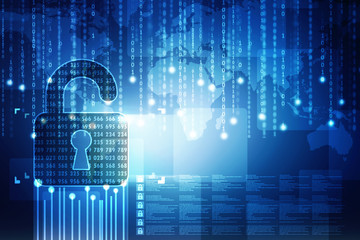 2d illustration Safety concept: Closed Padlock on digital background