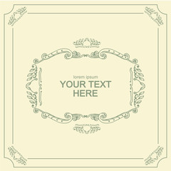 Vintage design template for wedding and birthday invitations, posters, brochures, covers. Vector background with decorative frame and place for text.