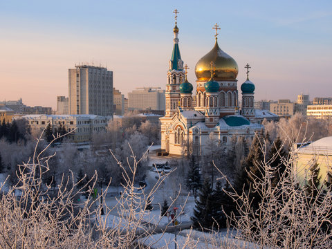 Uspenskiy sobor in  Omsk. Winter
