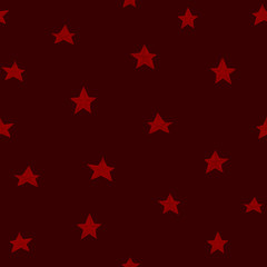 Seamless pattern with red stars on a red background. Background for the Russian holiday design on May 9,  Victory Day, star doodles.