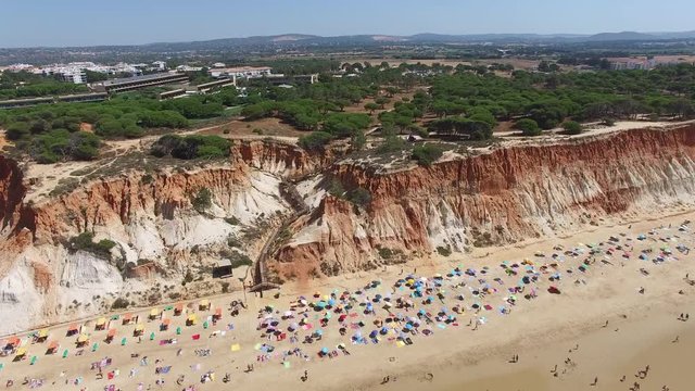 Aerial drone shot of a portuguese beach.
