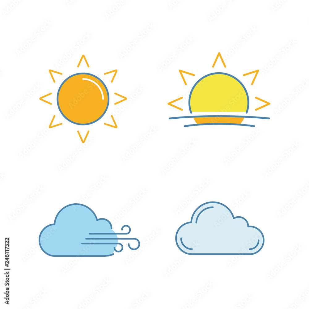 Poster Weather forecast color icons set