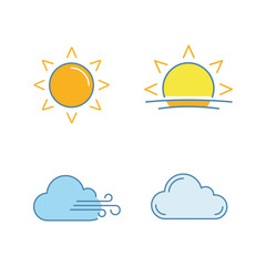 Weather forecast color icons set