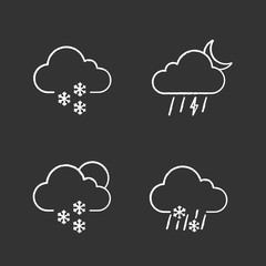 Weather forecast chalk icons set